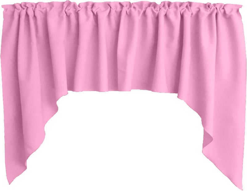 Zen Creative Designs Solid Poplin Swag Window Valance Home Décor Bedroom Nursery Kitchen Window (Pink) - Image 1